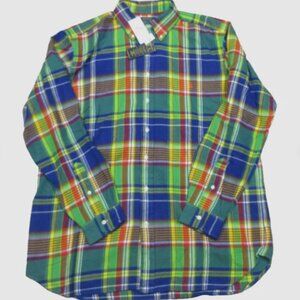 Polo Ralph Lauren Big Tall Green/Blue Multi Plaid Flannel Button Down Shirt 2XLT